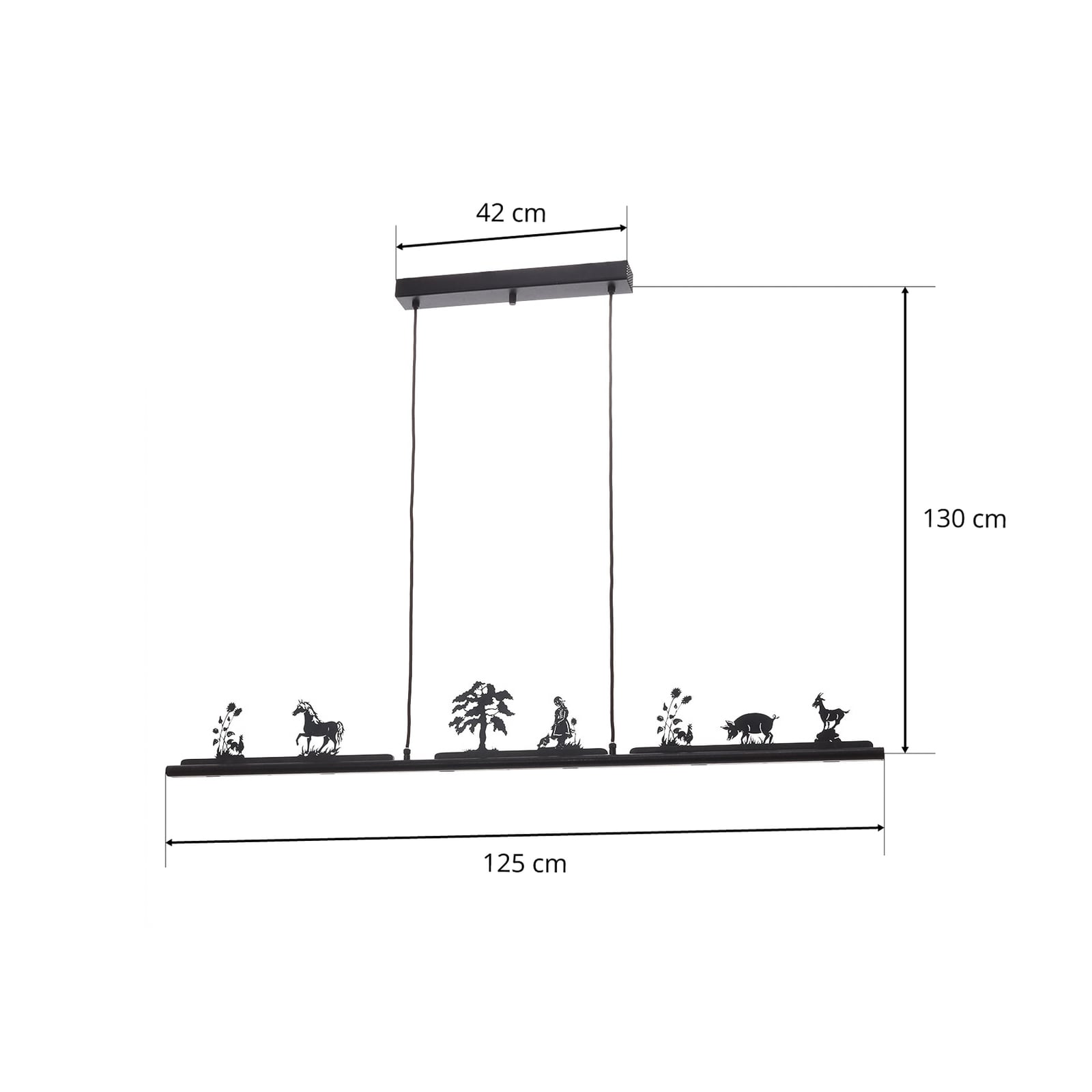 LED pendellampe Anteo rustikk jern 125 cm bakside