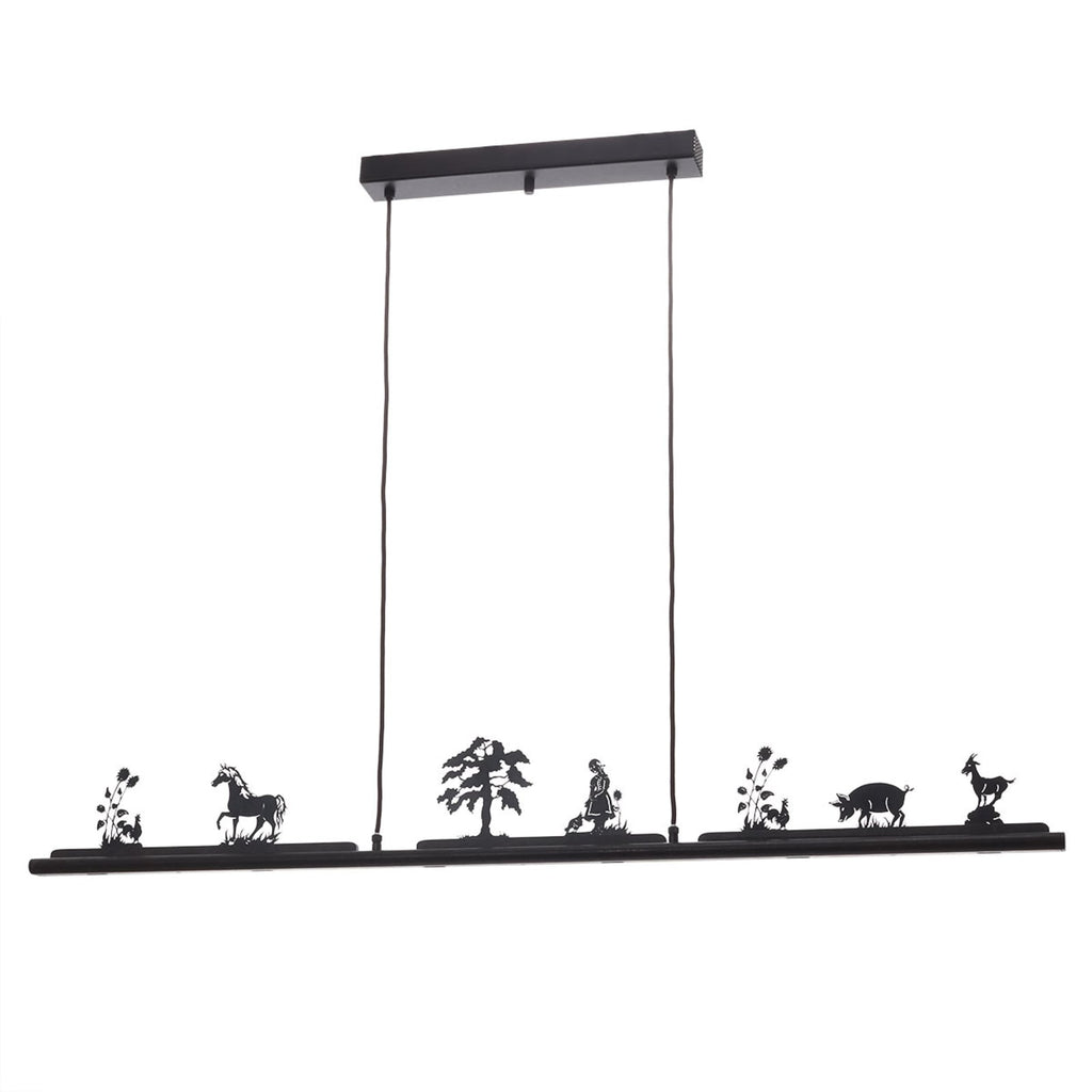 LED pendellampe Anteo rustikk jern 125 cm detalj av jernmateriale