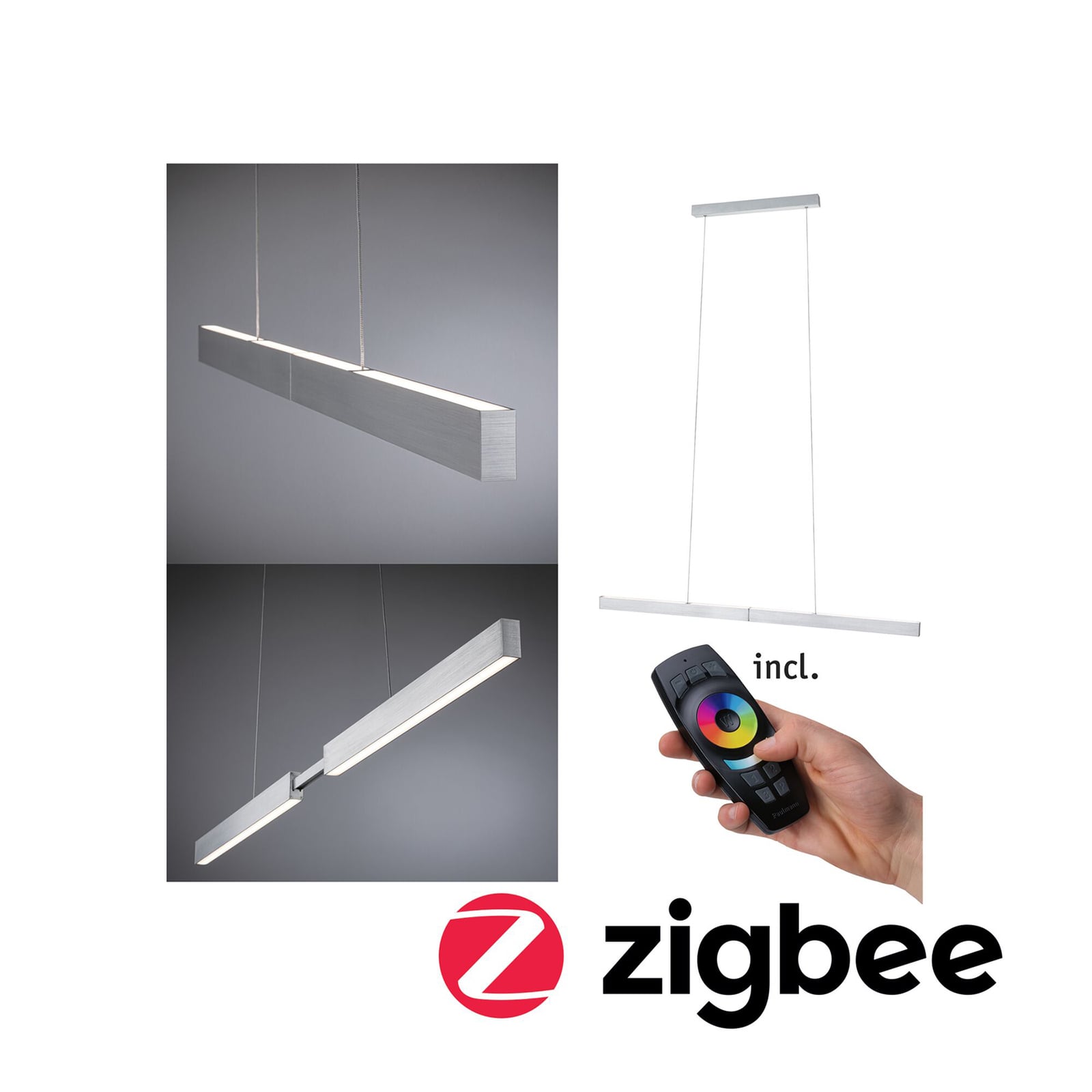 LED pendellampe Aptare dimbar aluminium Zigbee 180 cm justerbar høyde
