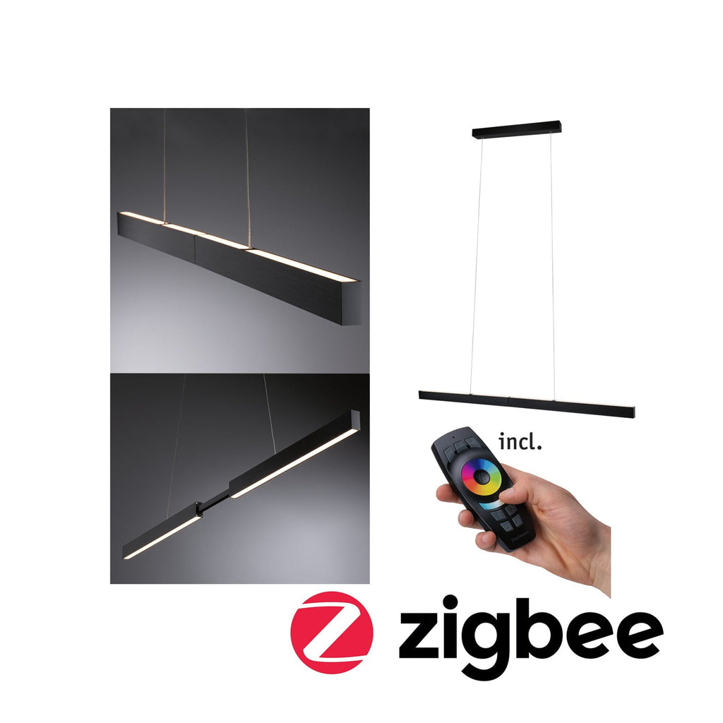 LED pendellampe Aptare dimbar ZigBee svart 180 cm forfra