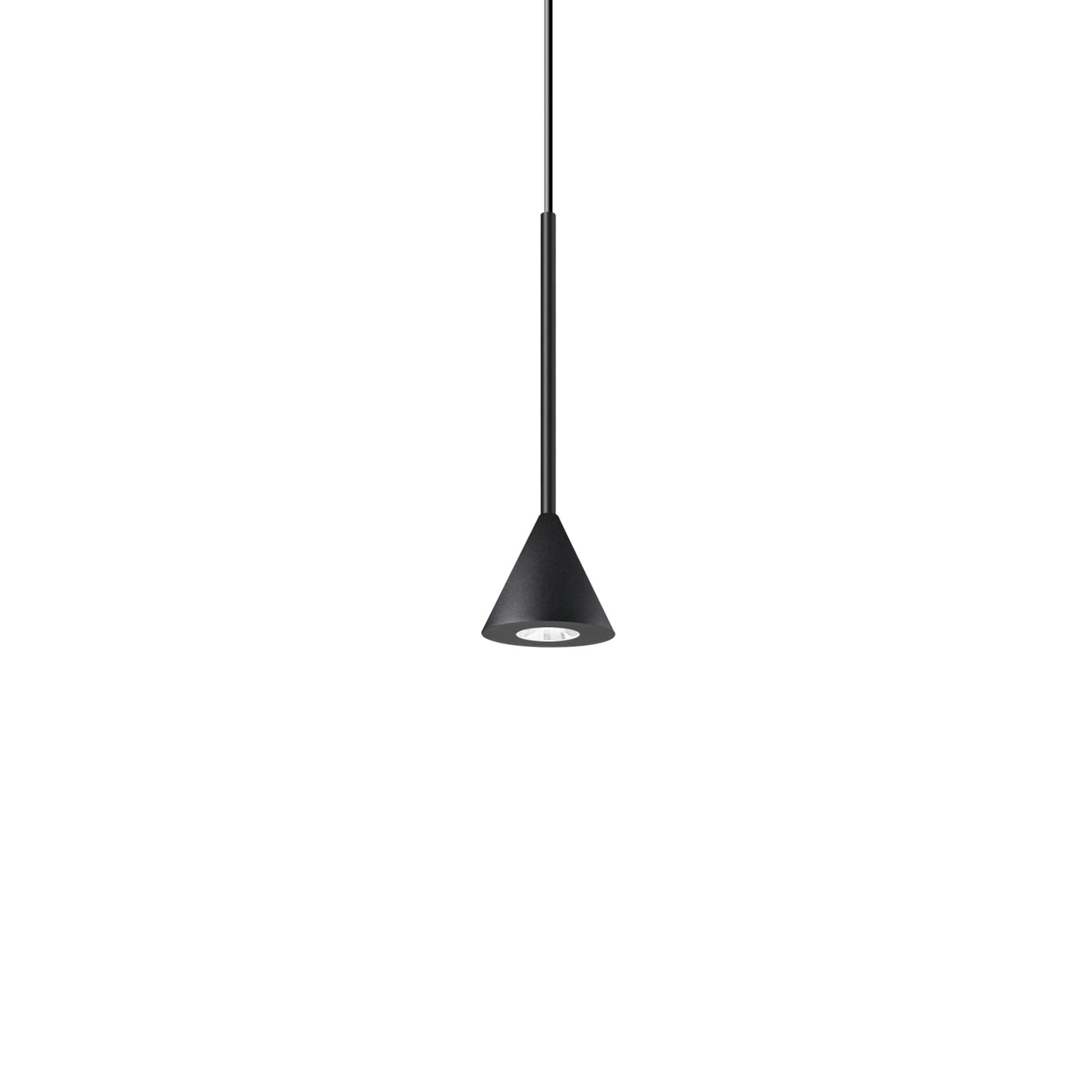 LED pendellampe Archimede Cono svart metall forfra