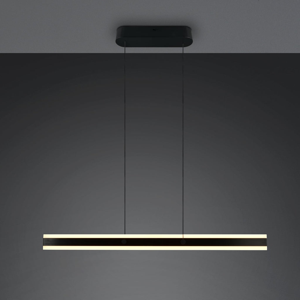 Nærbilde av LED pendellampe Arcola svart 115 cm CCT dimbar 2-lys