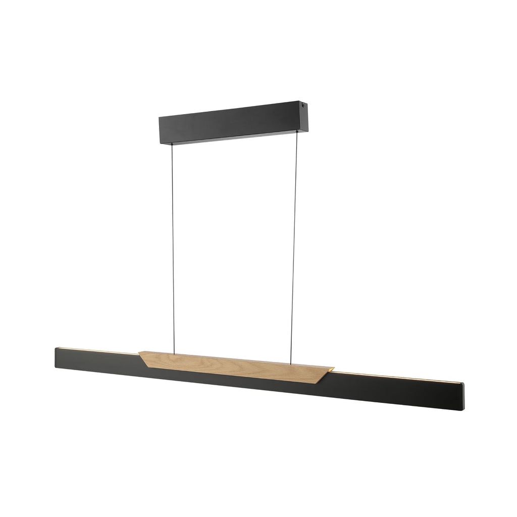 LED pendellampe Arcus dimbar svart/brun metall/tre forfra