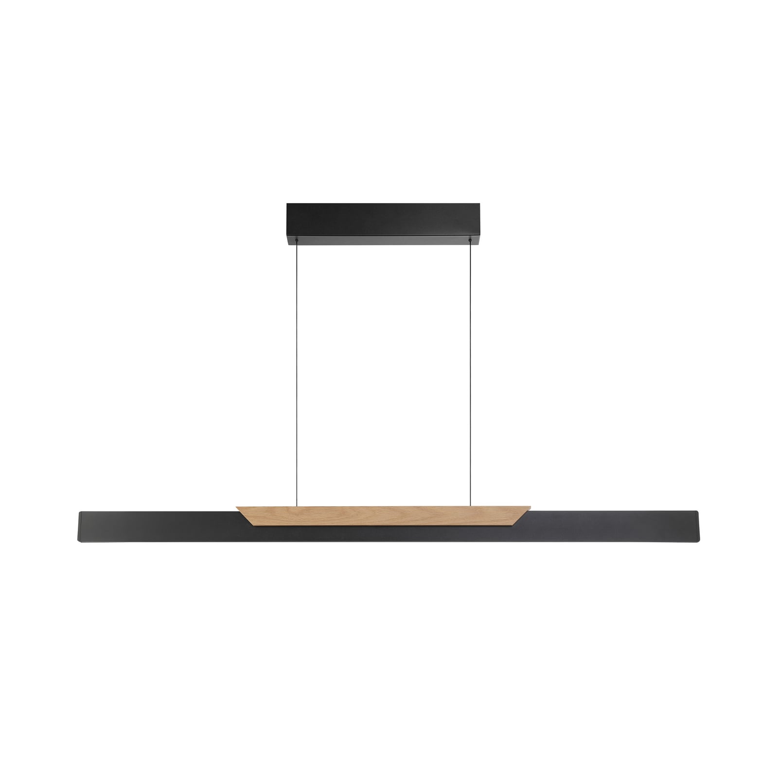 LED pendellampe Arcus dimbar svart/brun metall/tre bakside