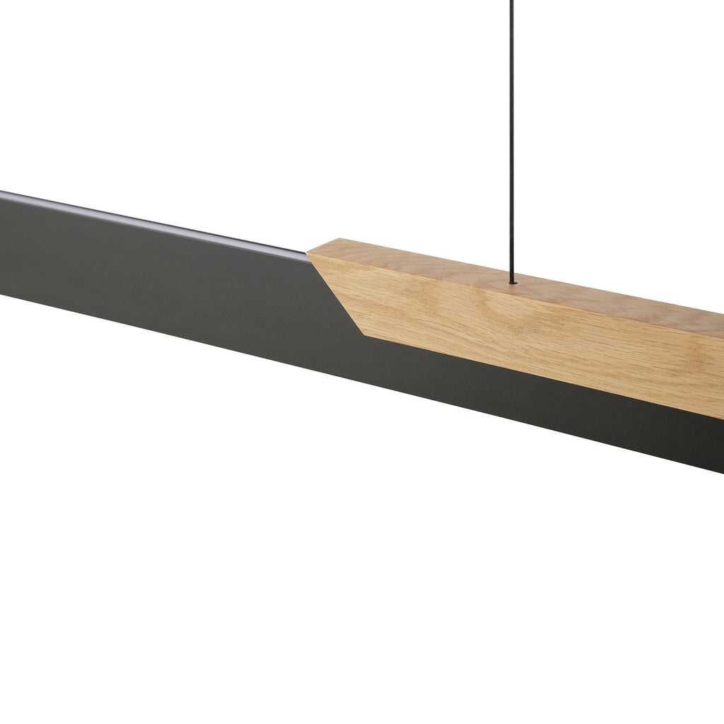 LED pendellampe Arcus dimbar svart/brun metall/tre montert