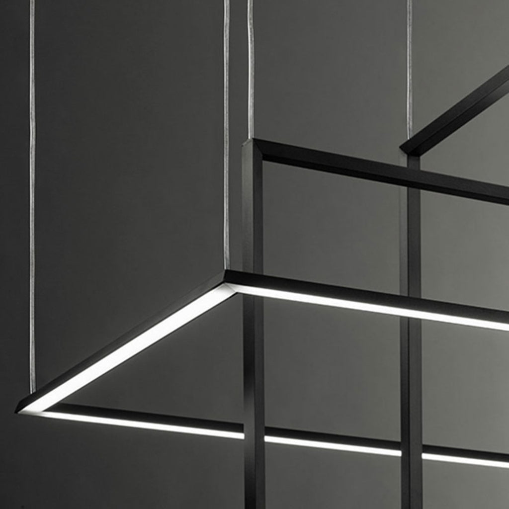 Detalj av LED pendellampe Area geometrisk svart metall 100 cm