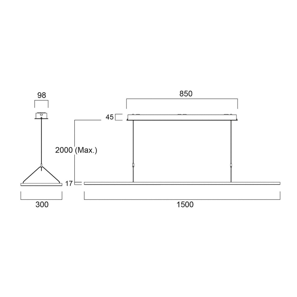 LED pendellampe Areum 150x30 cm 56W 4000K hvit detalj