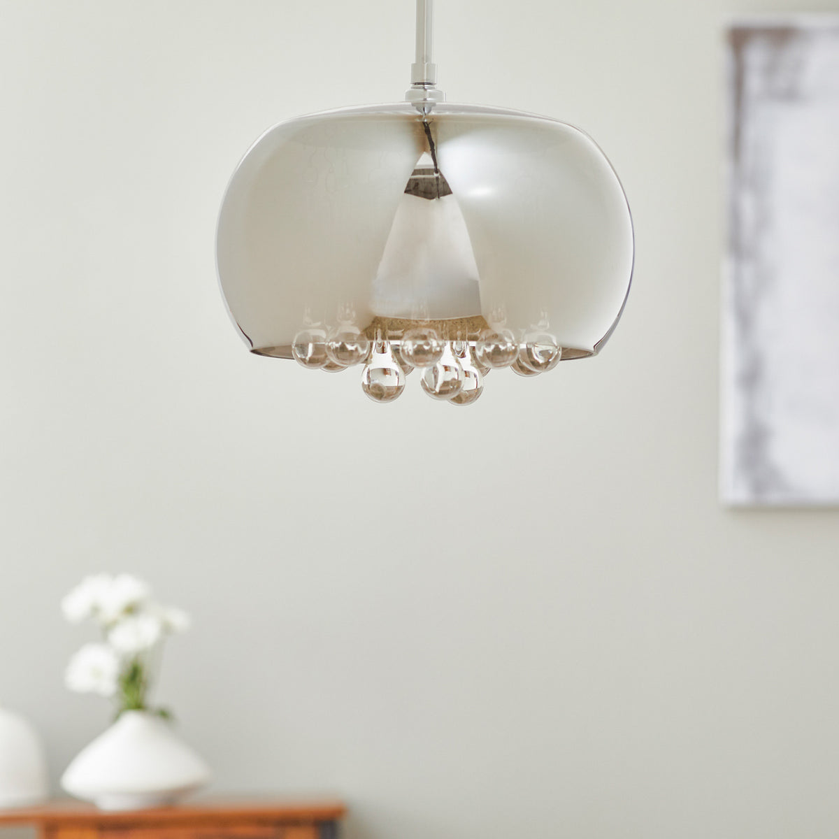 LED pendellampe Argos med krystalldråper glass bakside