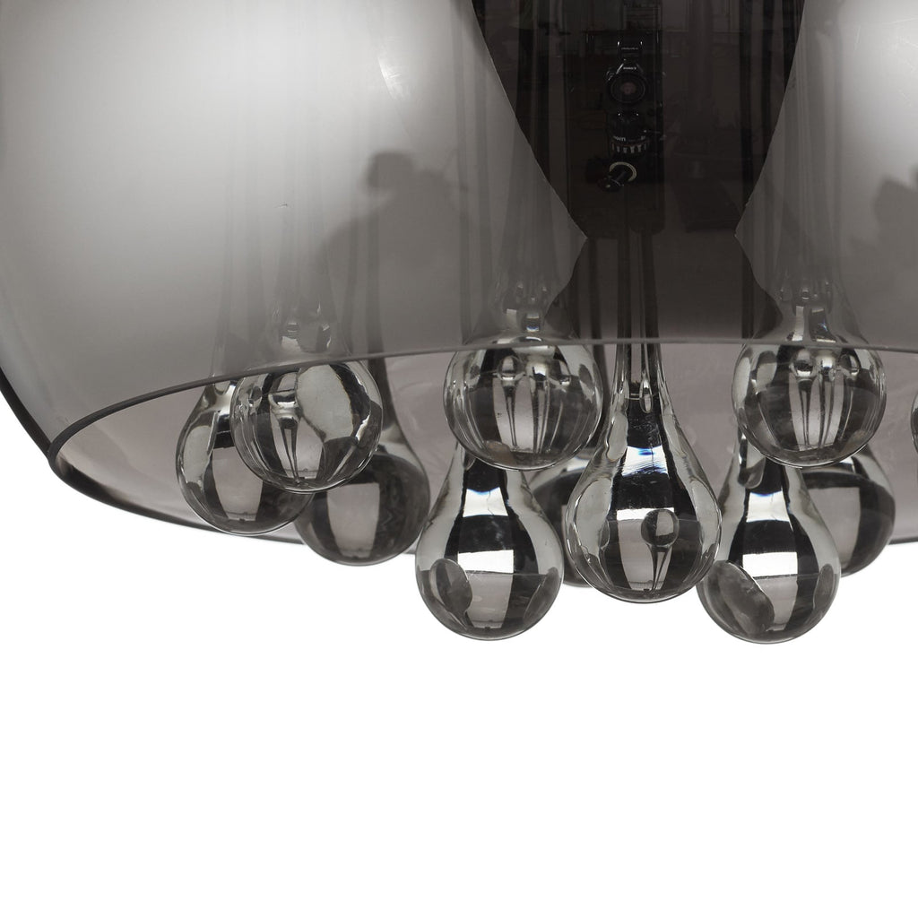LED pendellampe Argos med krystalldråper nærbilde av glassfinish