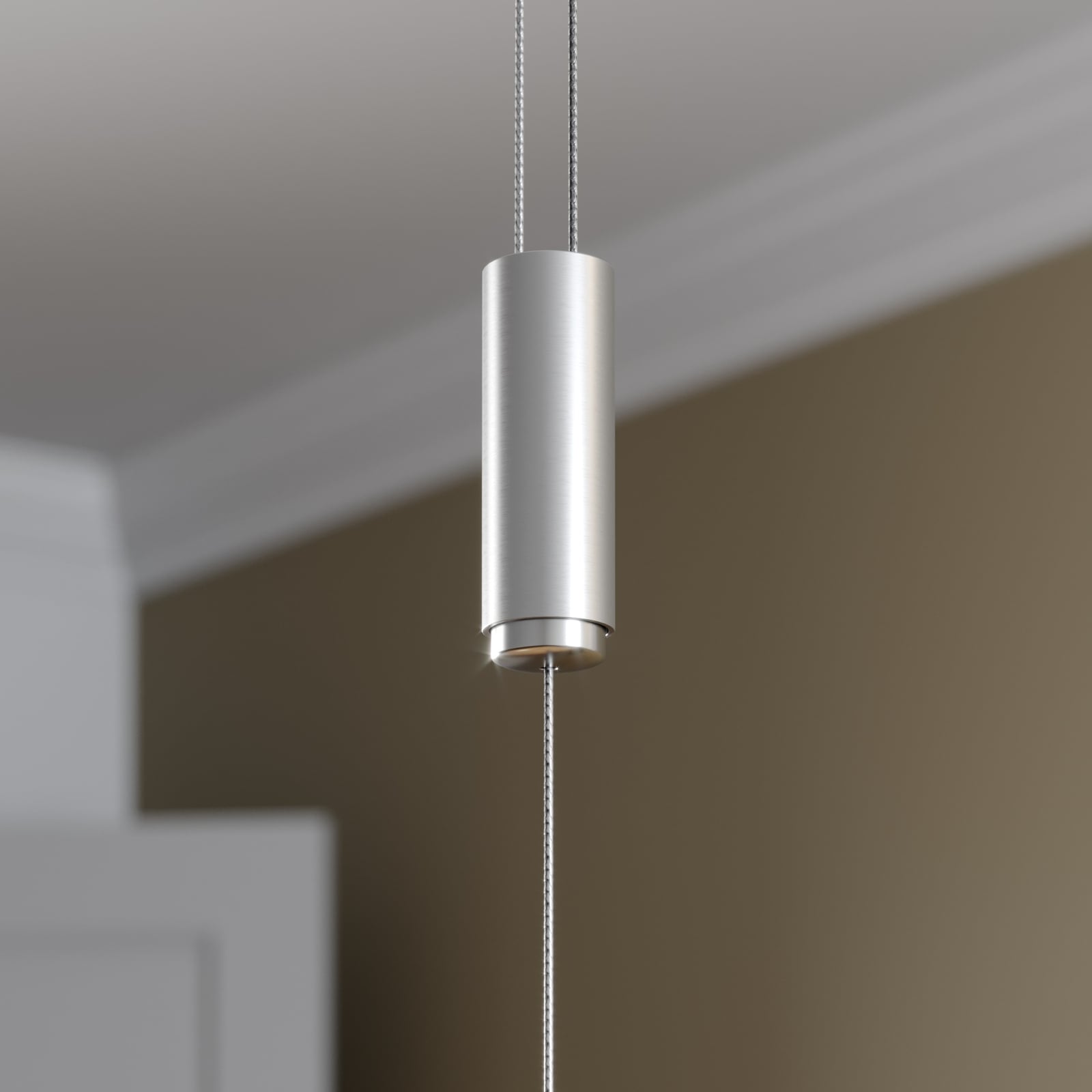 LED pendellampe Arnik dimbar matt nikkel 140 cm 30W nærbilde av materiale