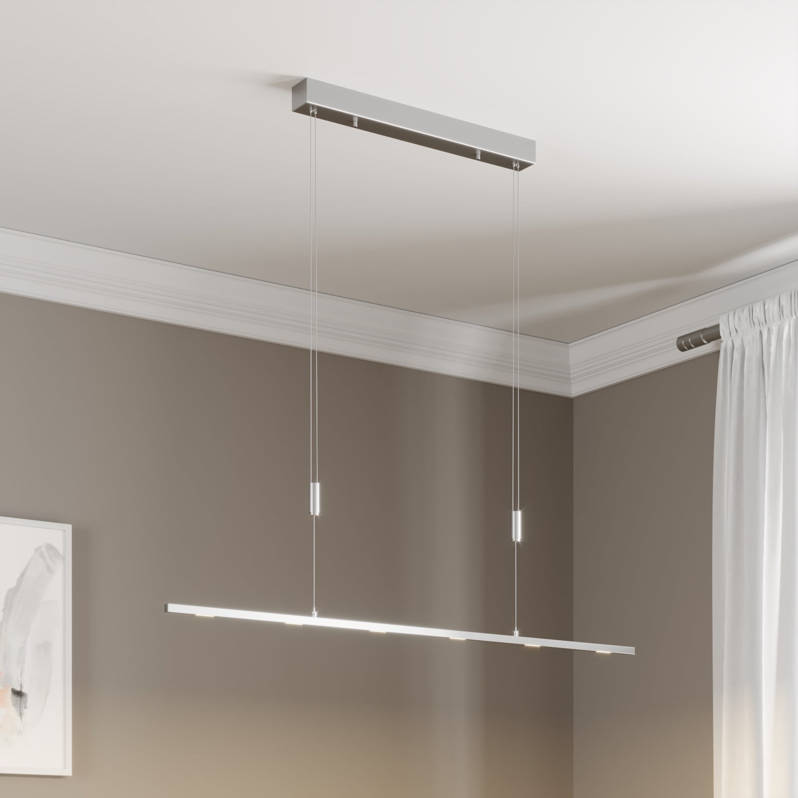 LED pendellampe Arnik matt nikkel 120 cm forfra