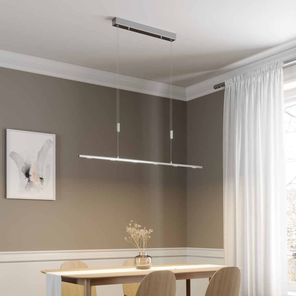 LED pendellampe Arnik matt nikkel 120 cm bakside