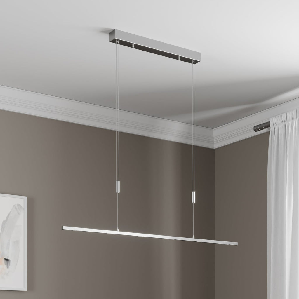 Detalj av LED pendellampe Arnik matt nikkel 120 cm