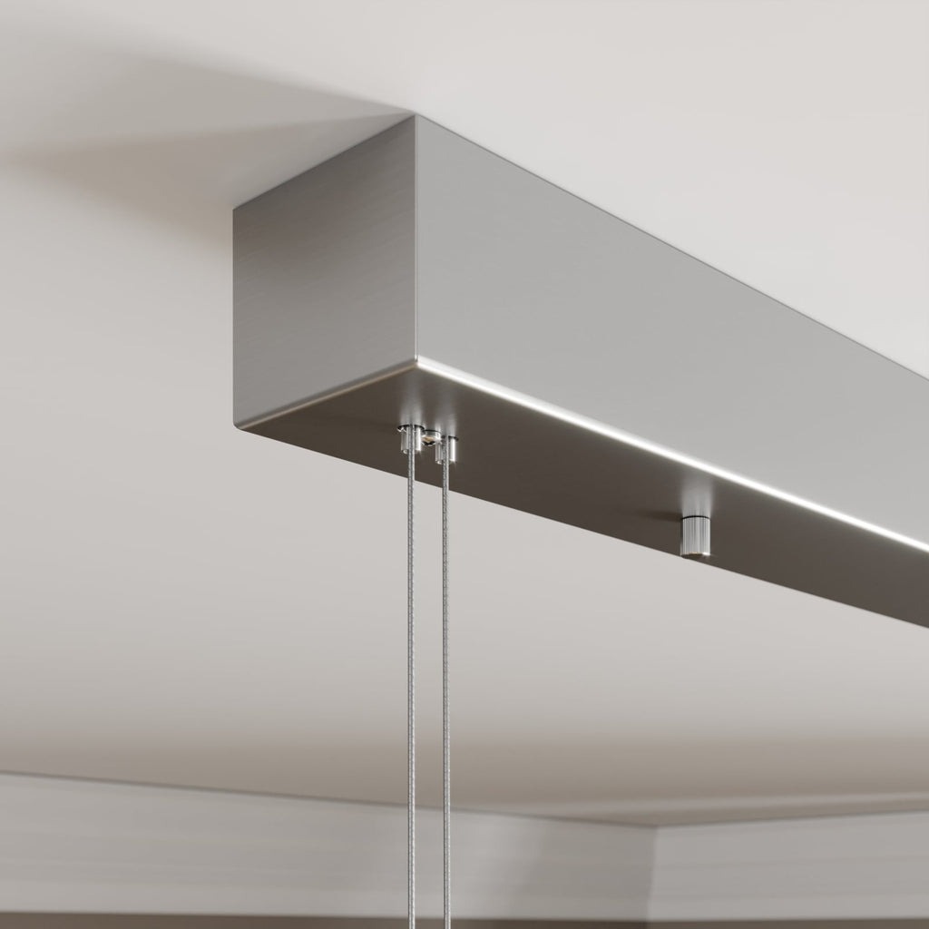 Montert LED pendellampe Arnik matt nikkel 120 cm over bord