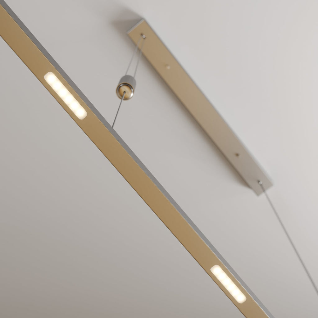 Nærbilde av LED pendellampe Arnik matt nikkel 120 cm lys