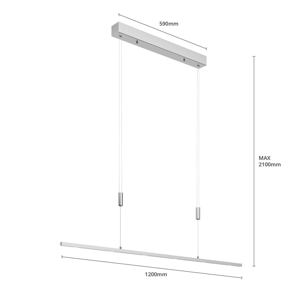 LED pendellampe Arnik matt nikkel 120 cm dimmefunksjon