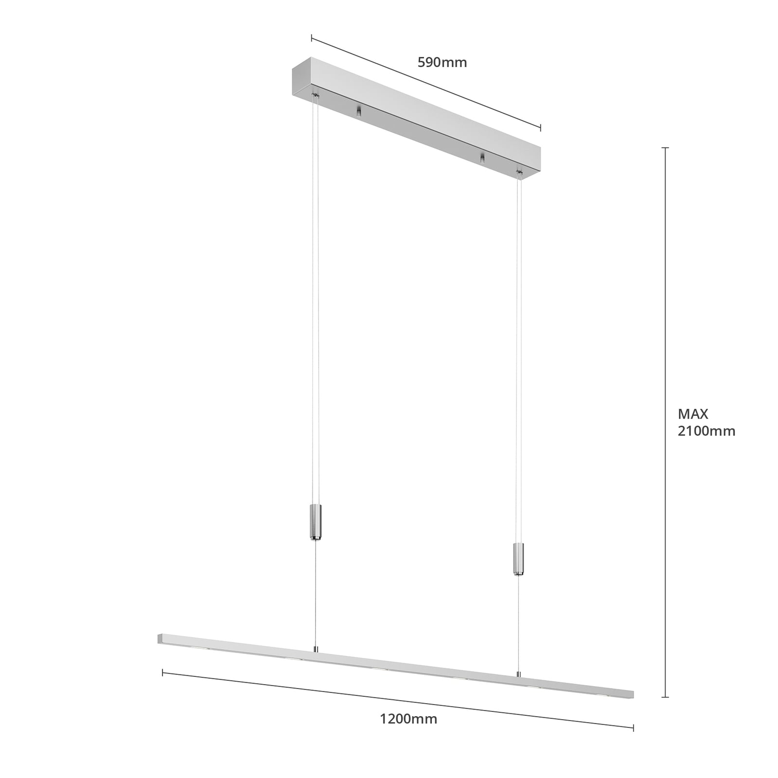 LED pendellampe Arnik matt nikkel 120 cm dimmefunksjon