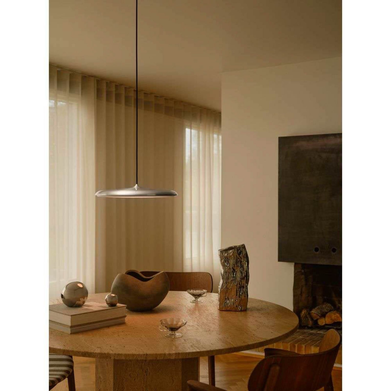 Nærbilde LED pendellampe Artist dimbar rustfritt stål Ø40 cm