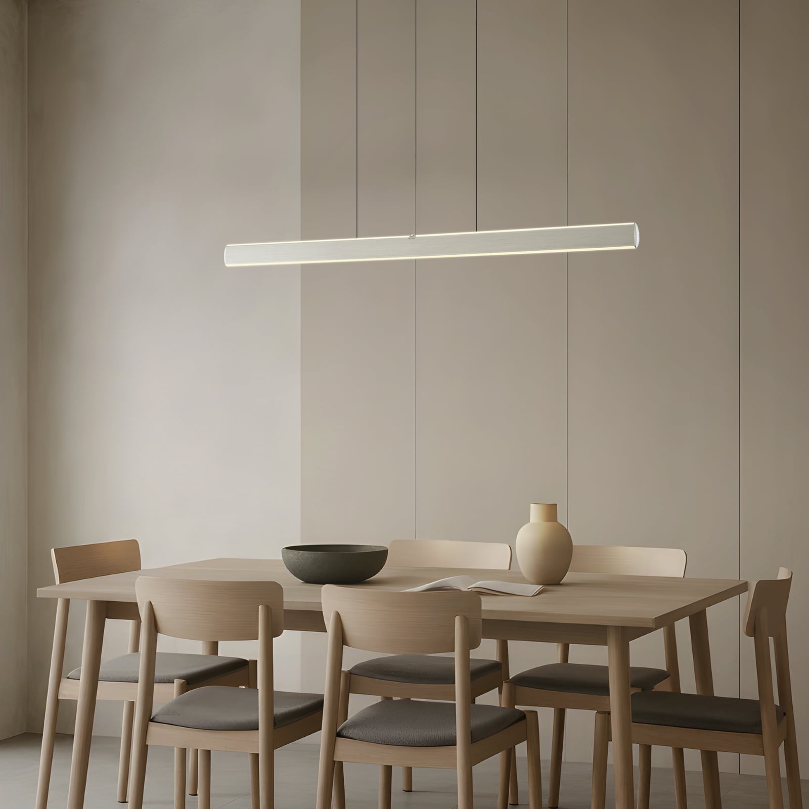 LED pendellampe Arvon dimbar CCT 117 cm aluminium bakside