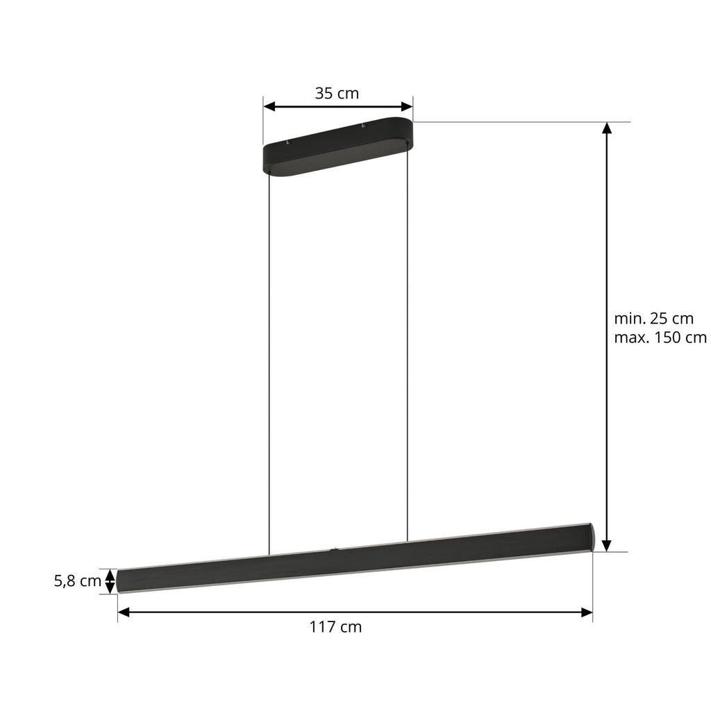 LED pendellampe Arvon svart 117 cm detalj av metall