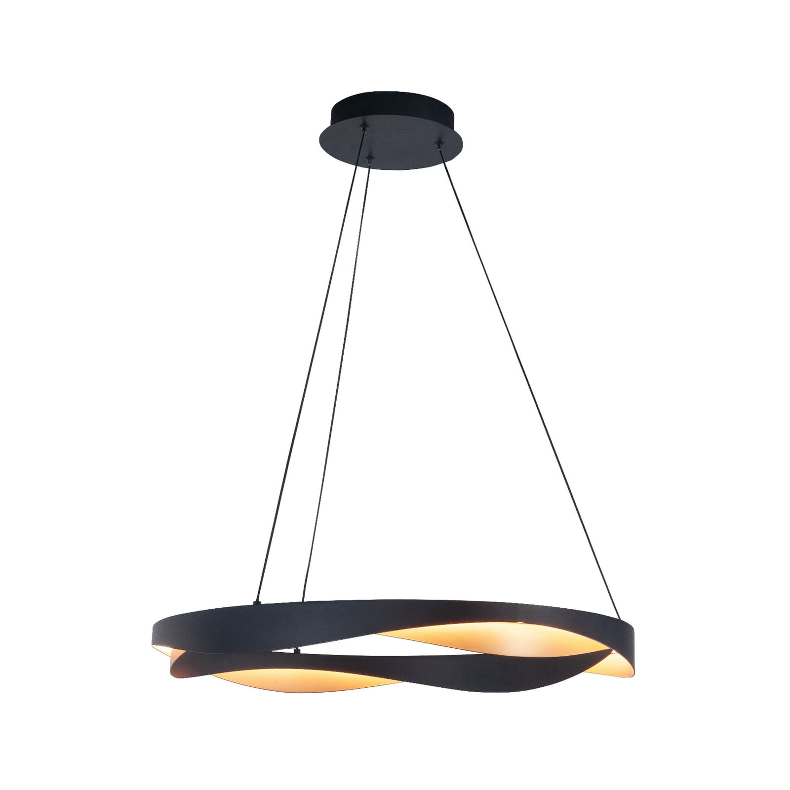 LED pendellampe Ascoli dimbar Ø64 cm 46W svart/gull forfra