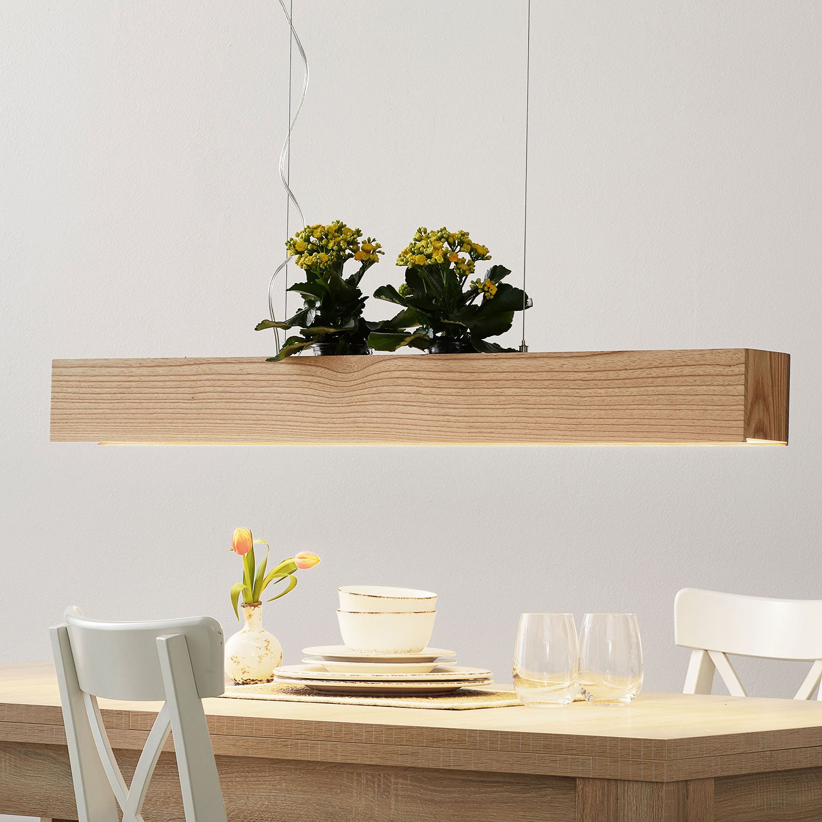 LED pendellampe Ash lyst tre rektangulær 115 cm forfra