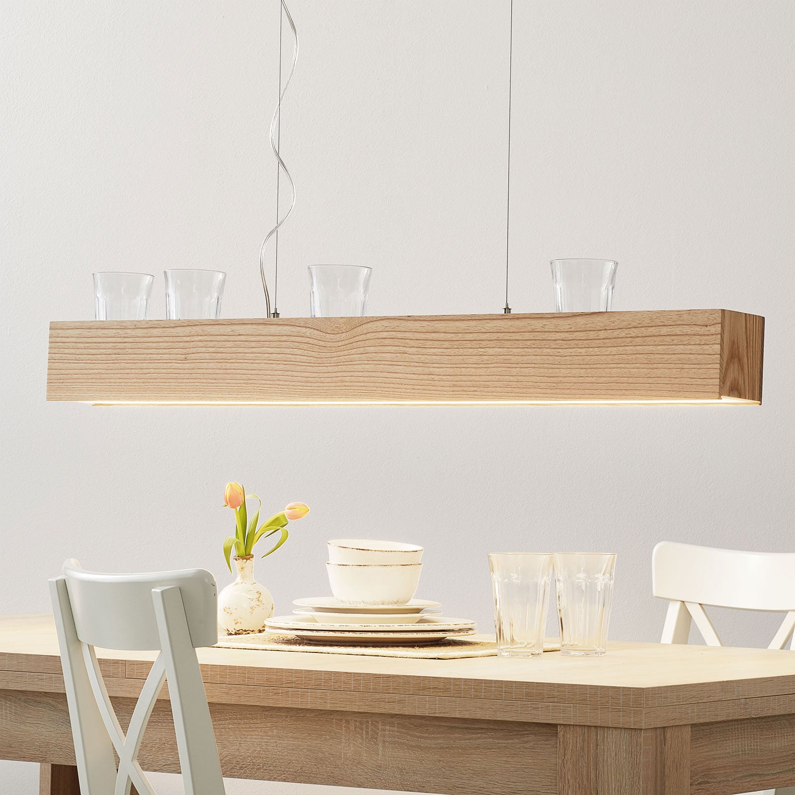 LED pendellampe Ash lyst tre rektangulær 115 cm oppheng og ledning