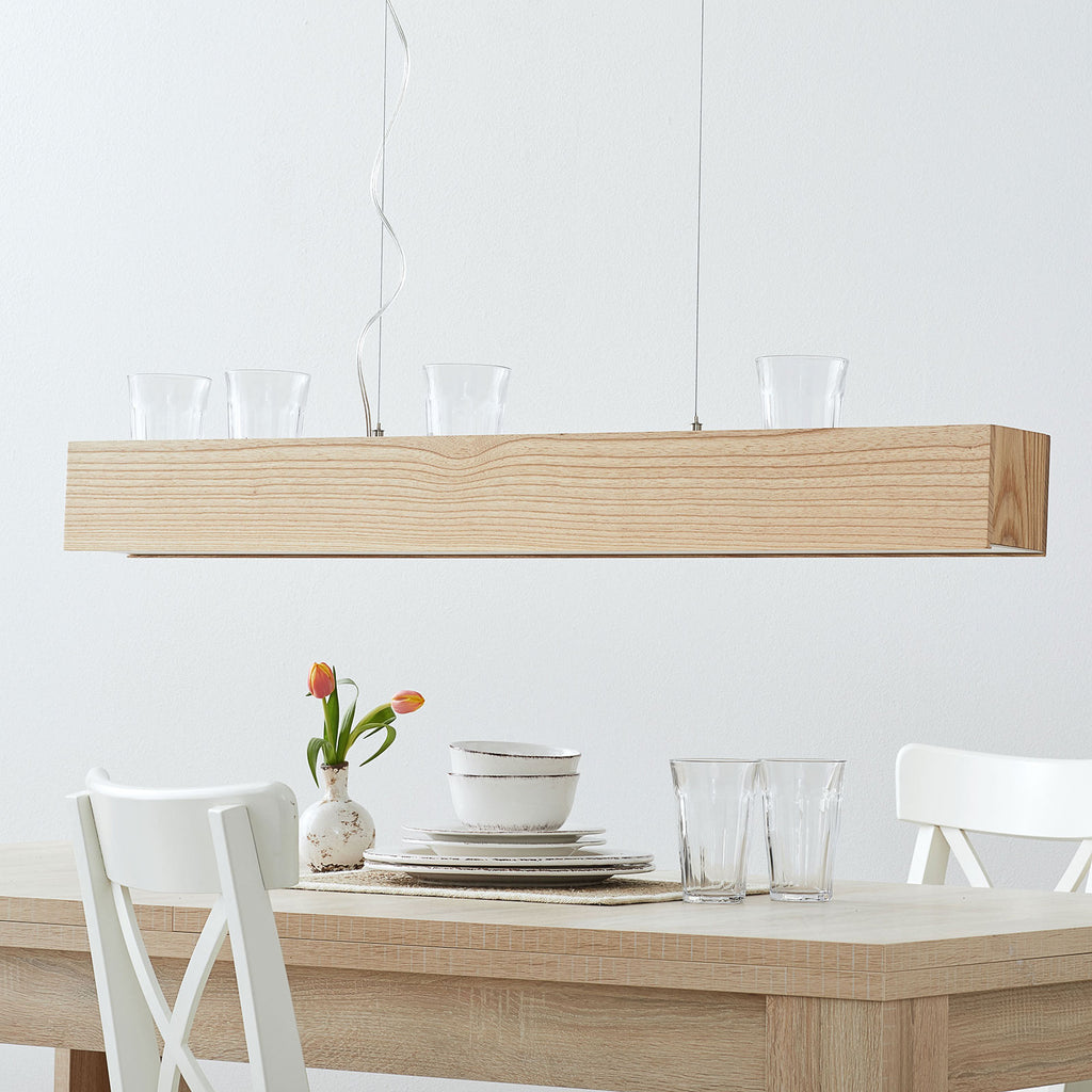 LED pendellampe Ash lyst tre rektangulær 115 cm åpen kasseformet skjerm