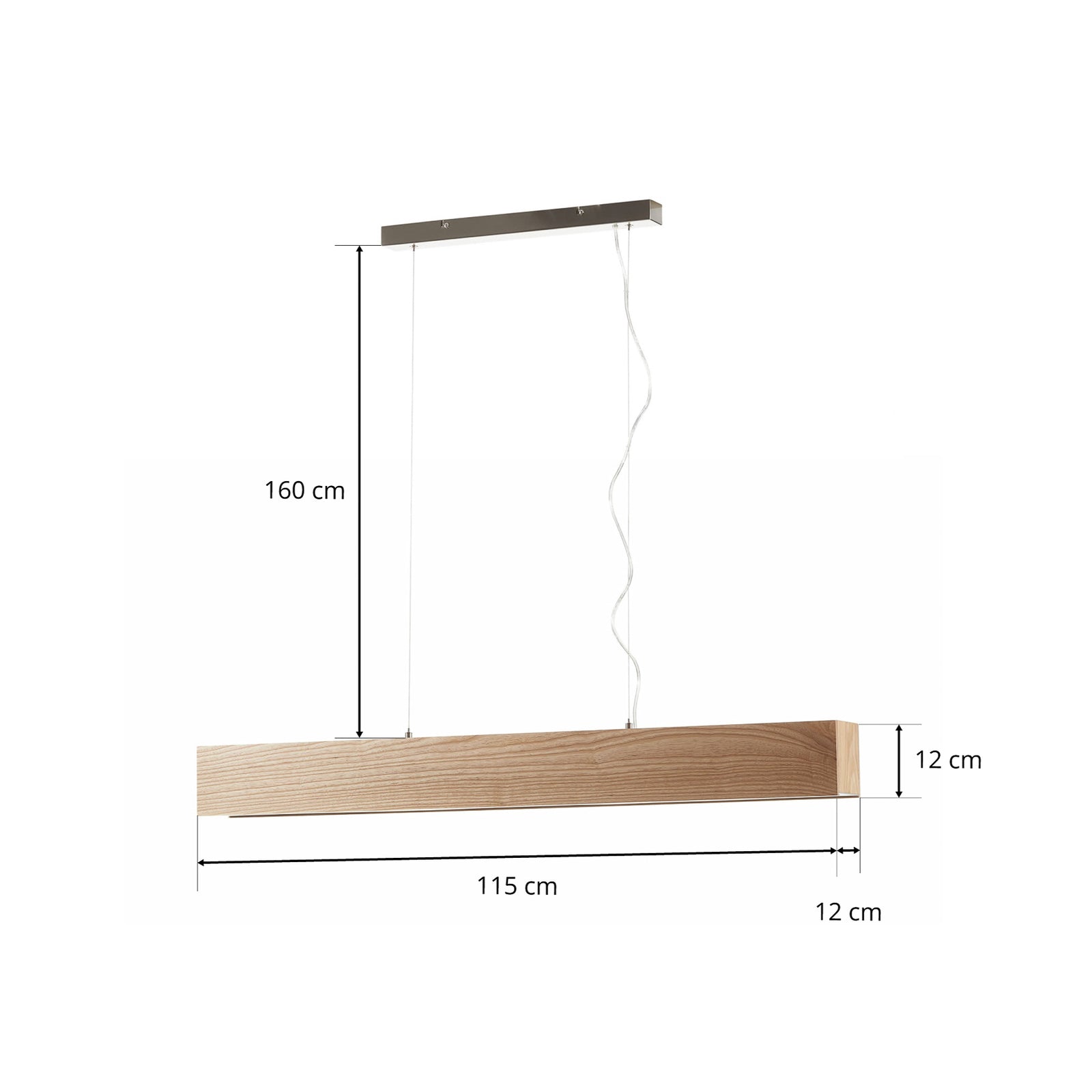 LED pendellampe Ash lyst tre rektangulær 115 cm dekorert med planter