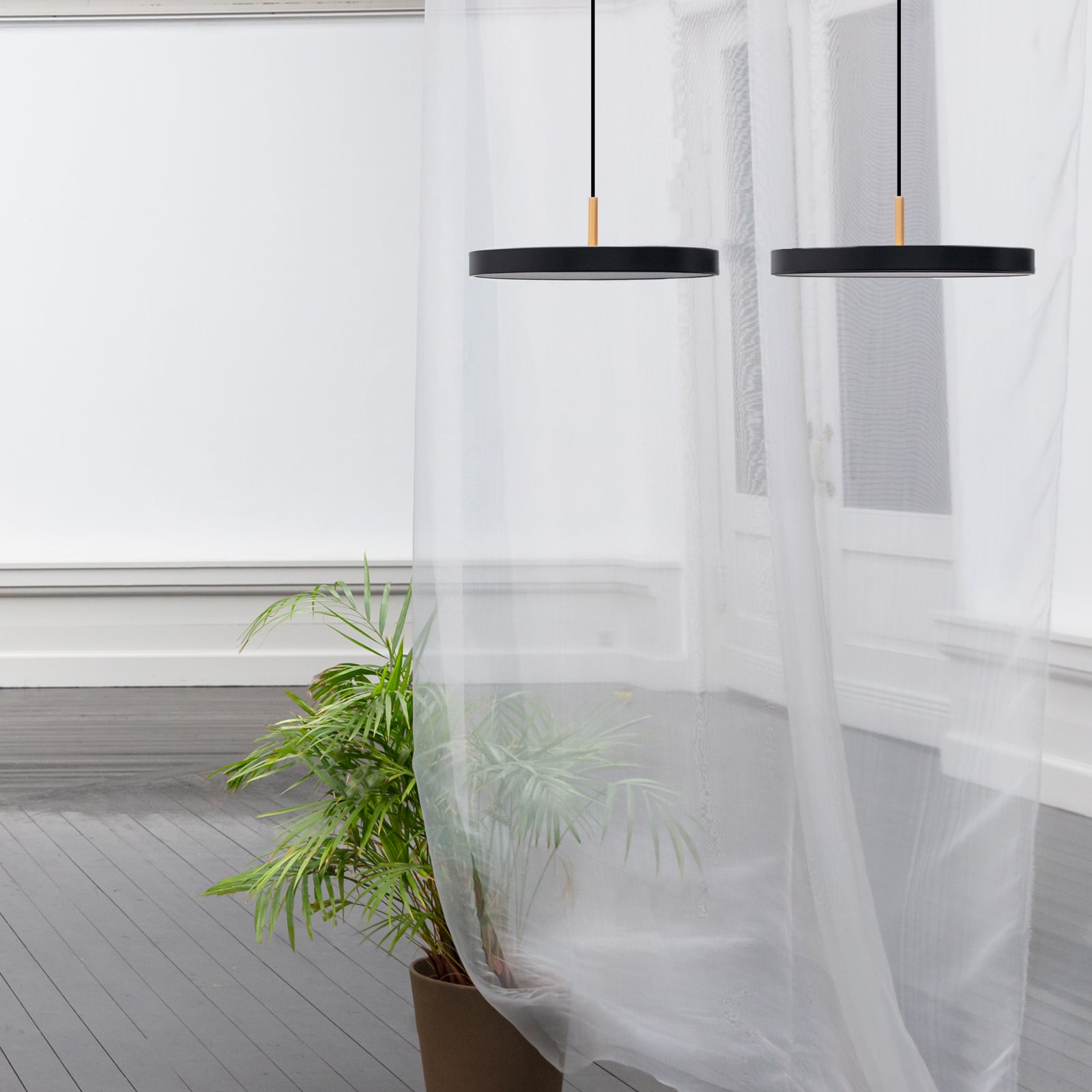 LED pendellampe Asteria dimbar antrasitt/messing Ø43 cm oppheng