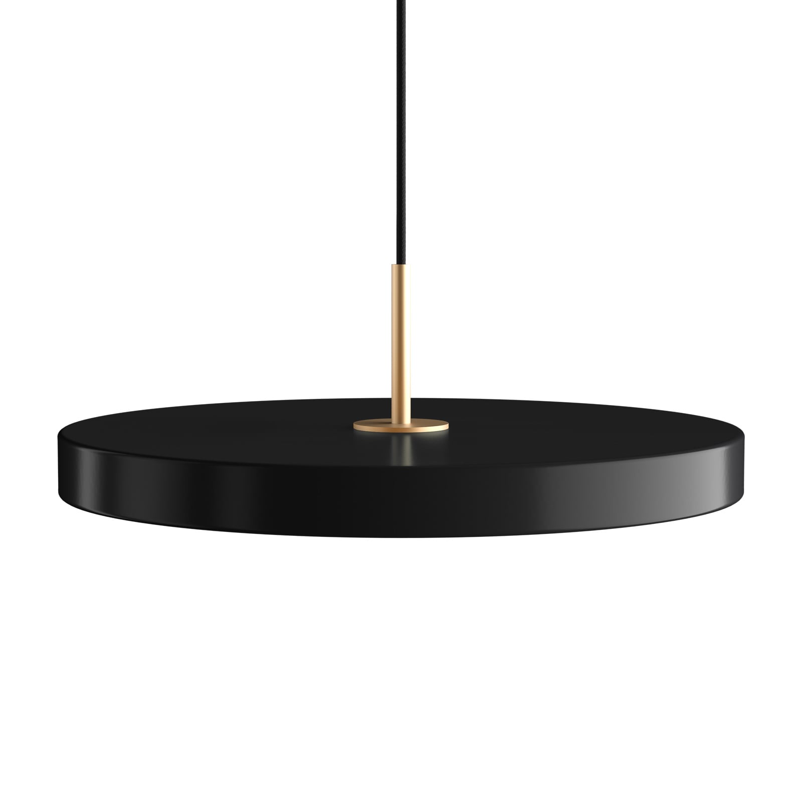 LED pendellampe Asteria medium Ø43 cm svart dimbar detalj messingdetalj