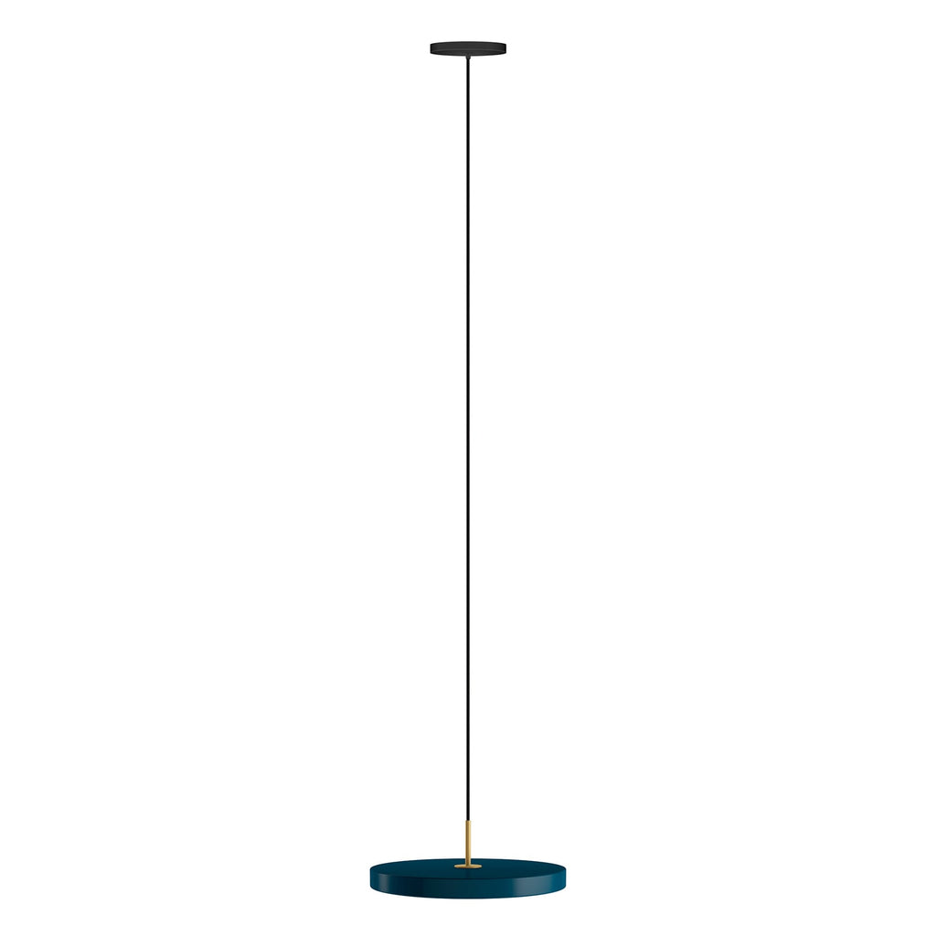 LED pendellampe Asteria Mini dimbar petrol/messing detalj av lampe