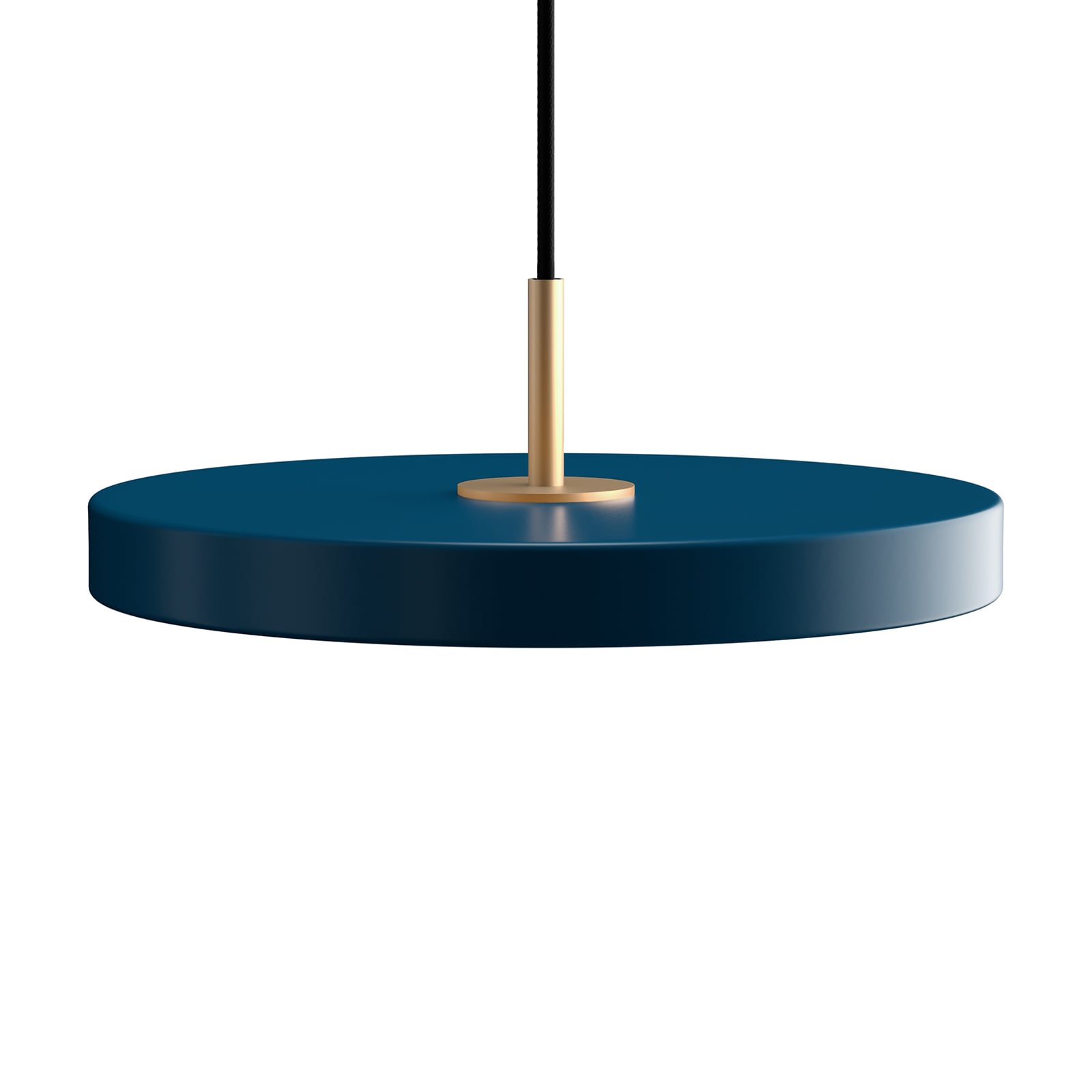 LED pendellampe Asteria Mini dimbar petrol/messing montert i rom