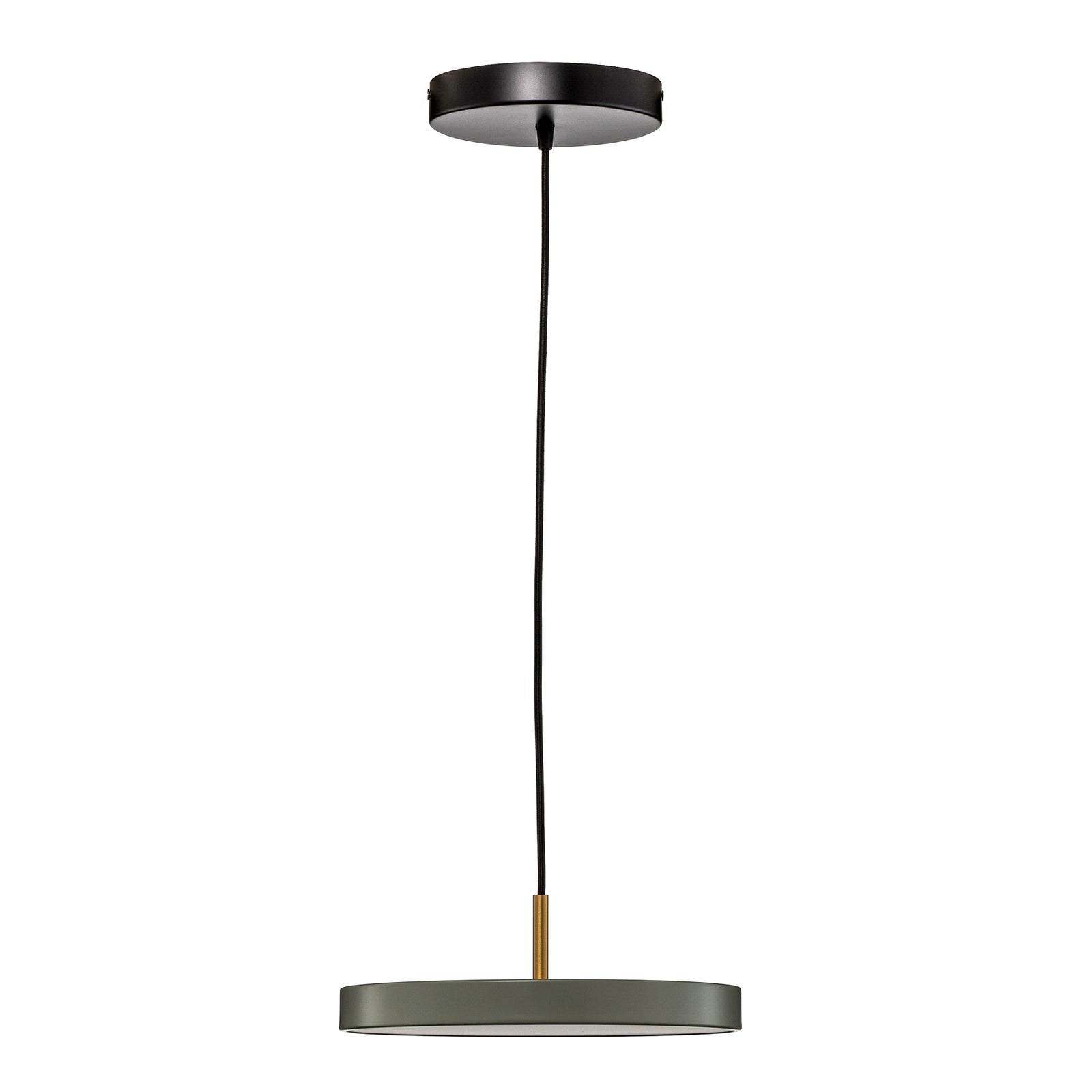 LED pendellampe Asteria Mini lysegrønn/messing montert i rom