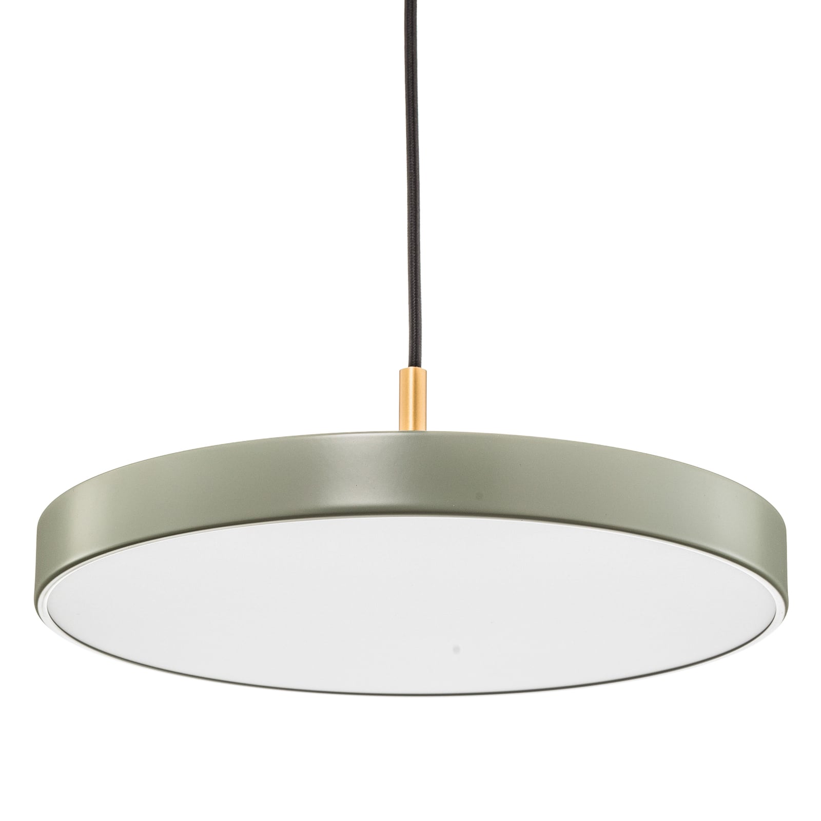 LED pendellampe Asteria Mini lysegrønn/messing opphengsdetalj