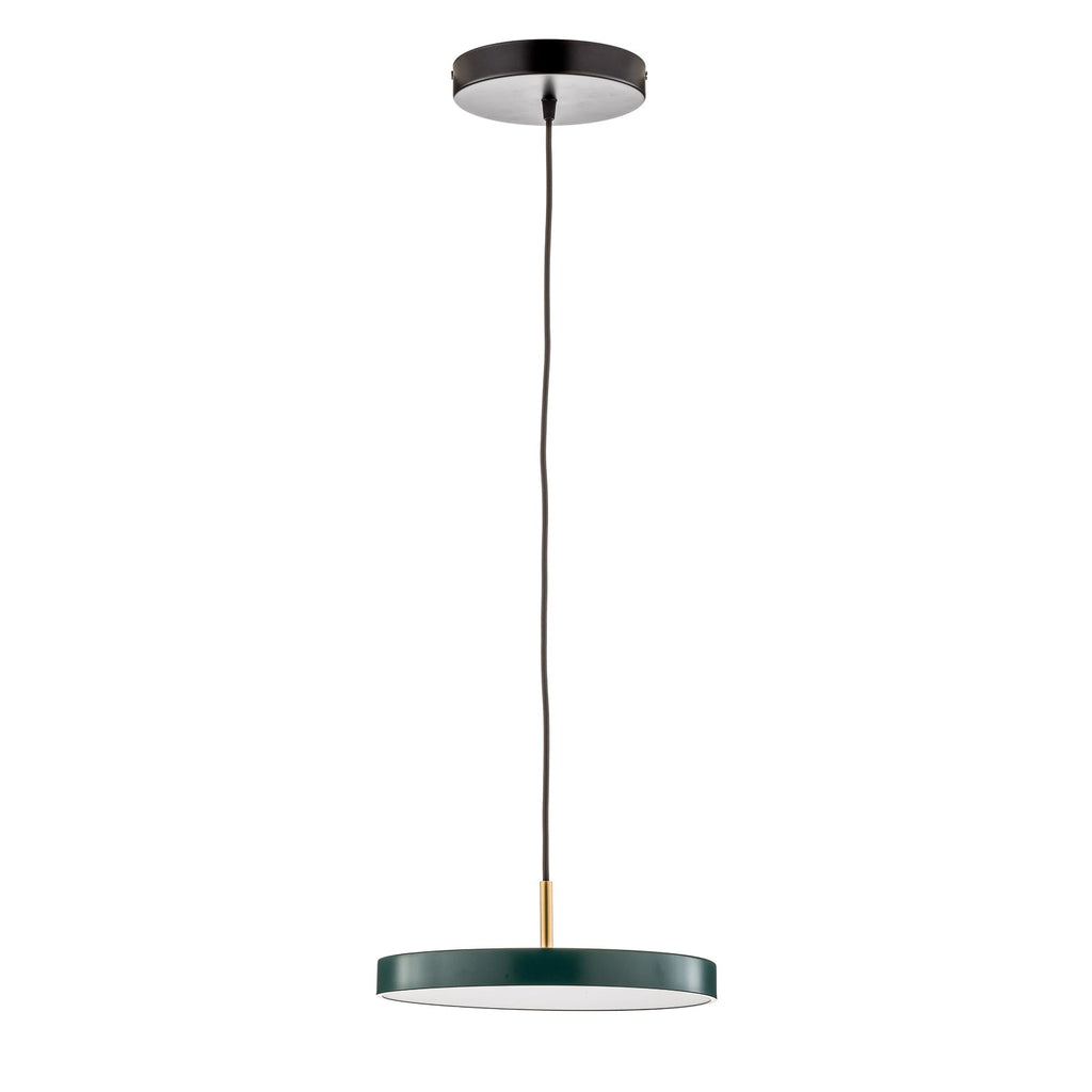 LED pendellampe Asteria Mini mørkegrønn/messing montert i rom