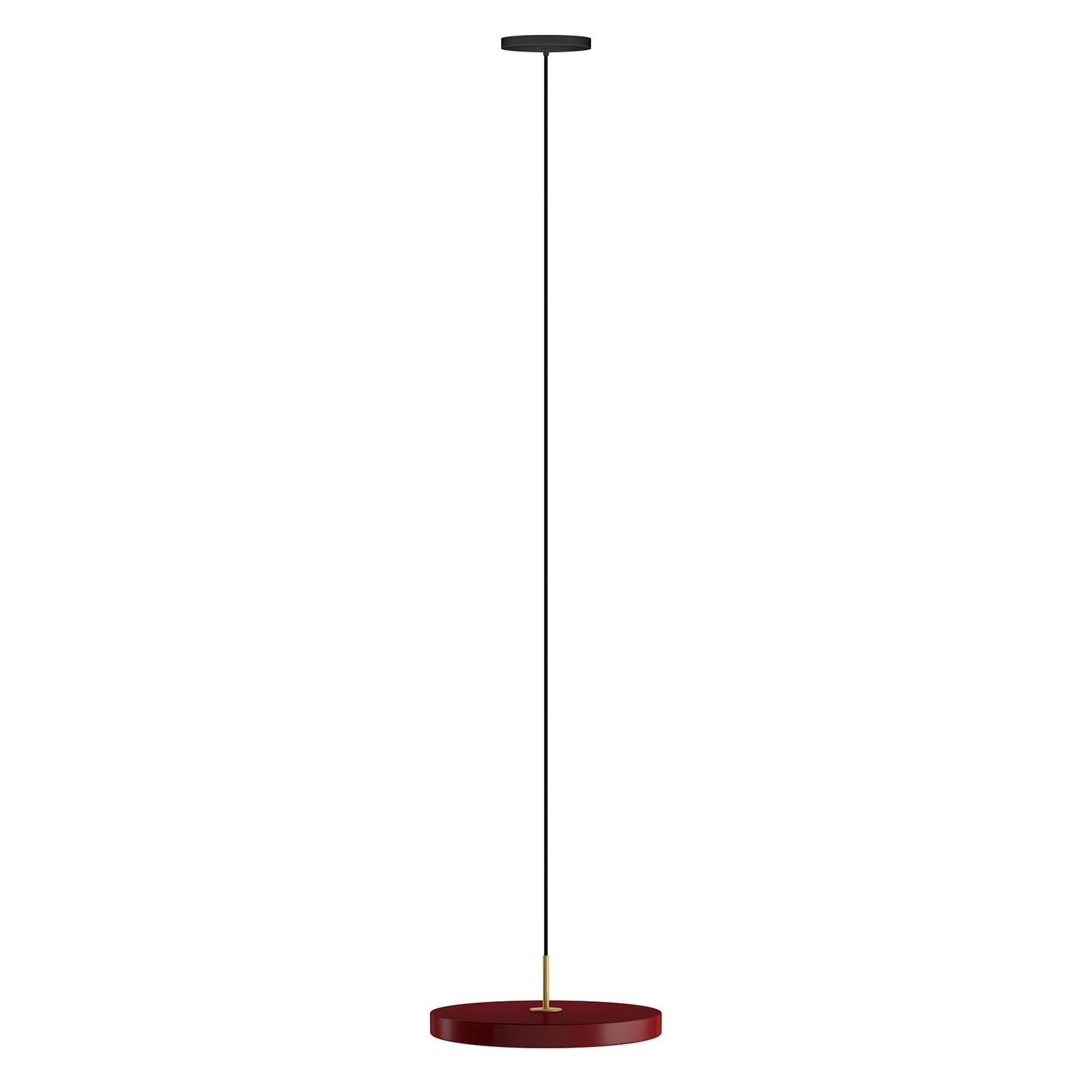 LED pendellampe Asteria Mini rubinrød/messing detalj av lampehode