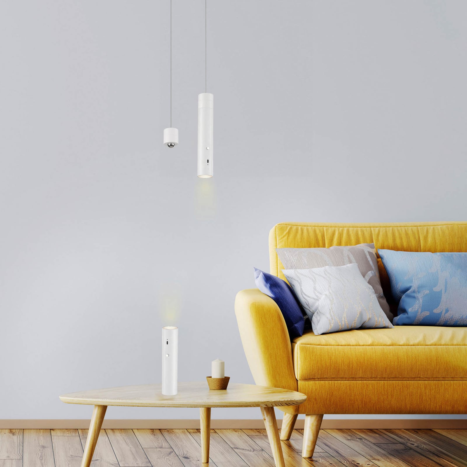 LED pendellampe Attach med batteri dimbar hvit jern detalj av lampehode