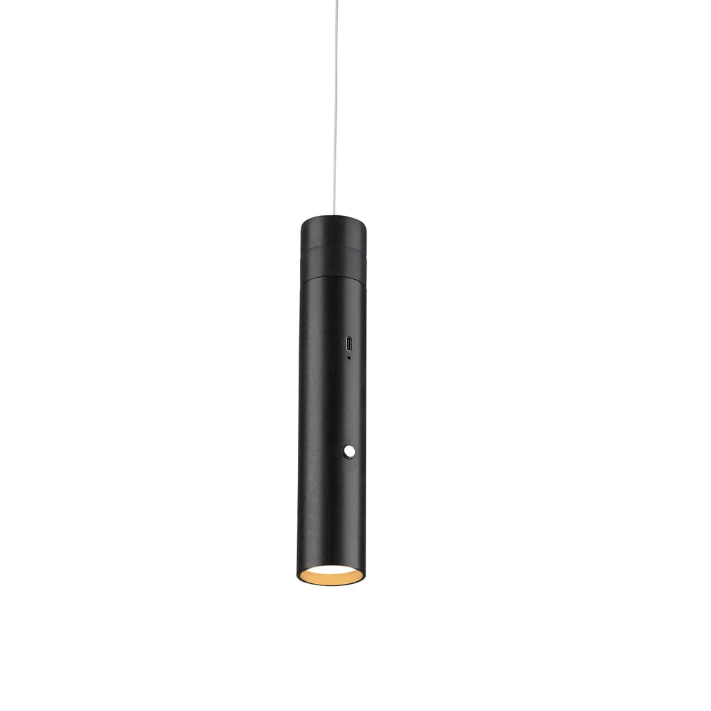 LED pendellampe Attach med batteri svart jern dimbar nærbilde