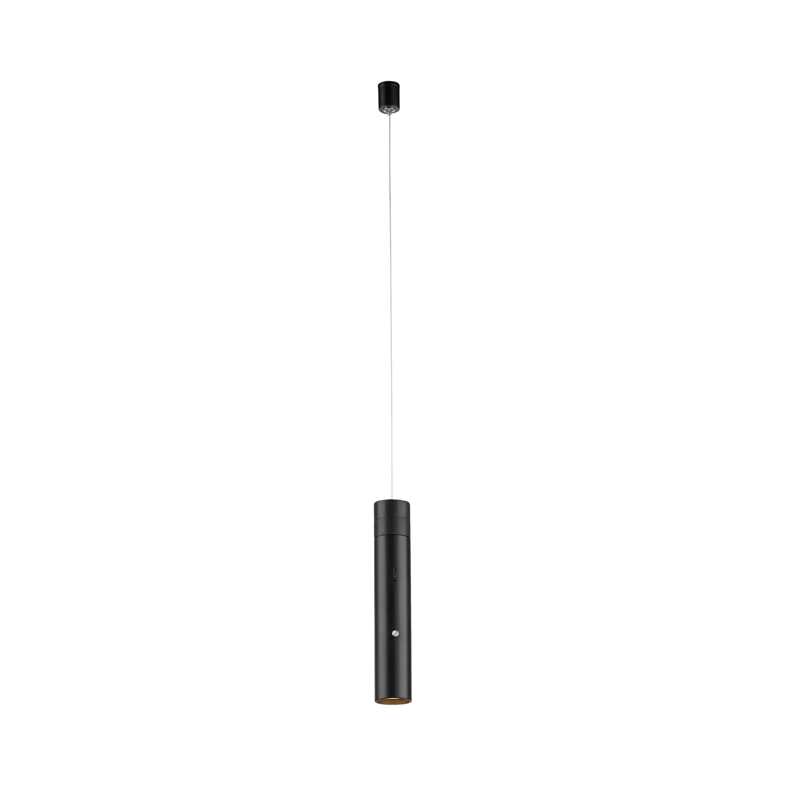 LED pendellampe Attach med batteri svart jern dimbar touch-dimmer detalj