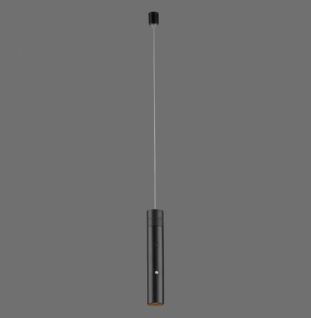 LED pendellampe Attach med batteri svart jern dimbar USB ladeport