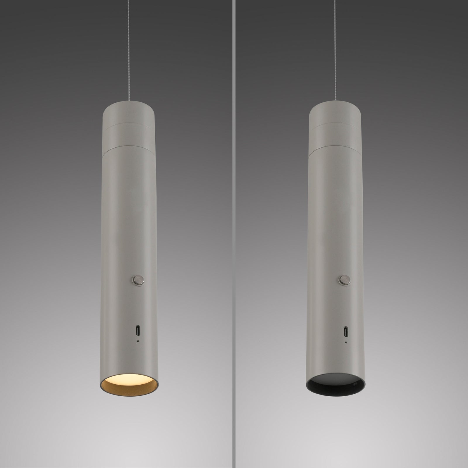 LED pendellampe Attach oppladbar dimbar grå-beige i varm belysning