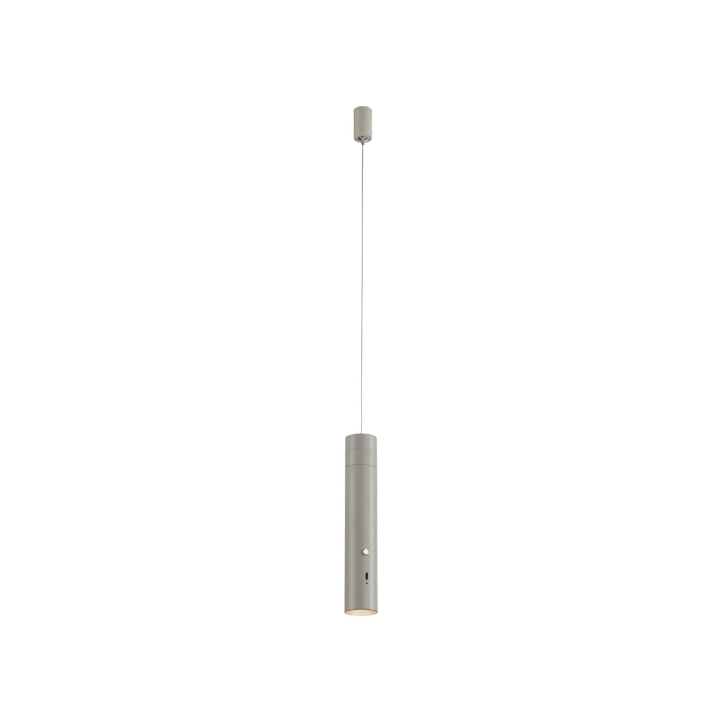 LED pendellampe Attach oppladbar dimbar grå-beige med USB-ladekabel