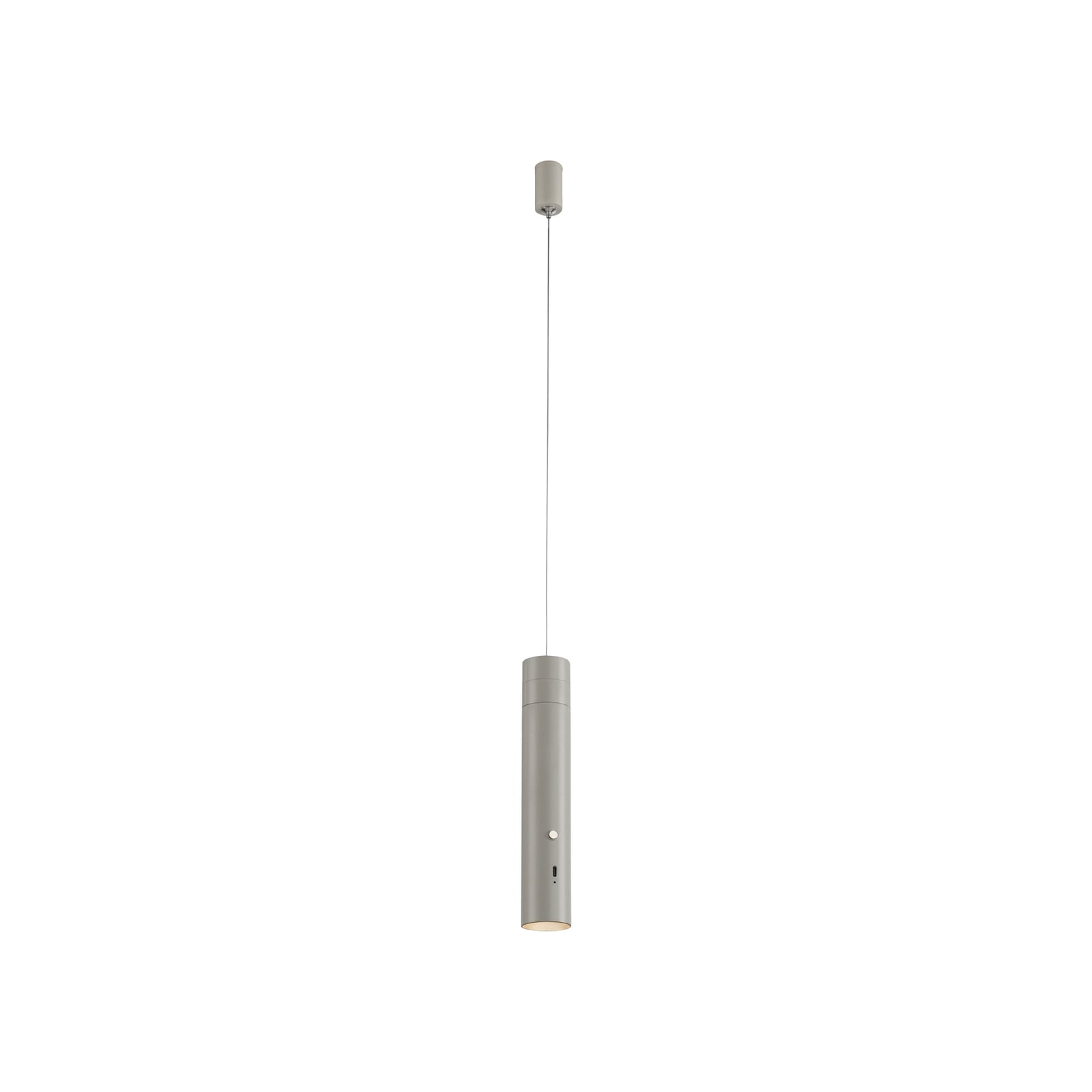 LED pendellampe Attach oppladbar dimbar grå-beige med USB-ladekabel