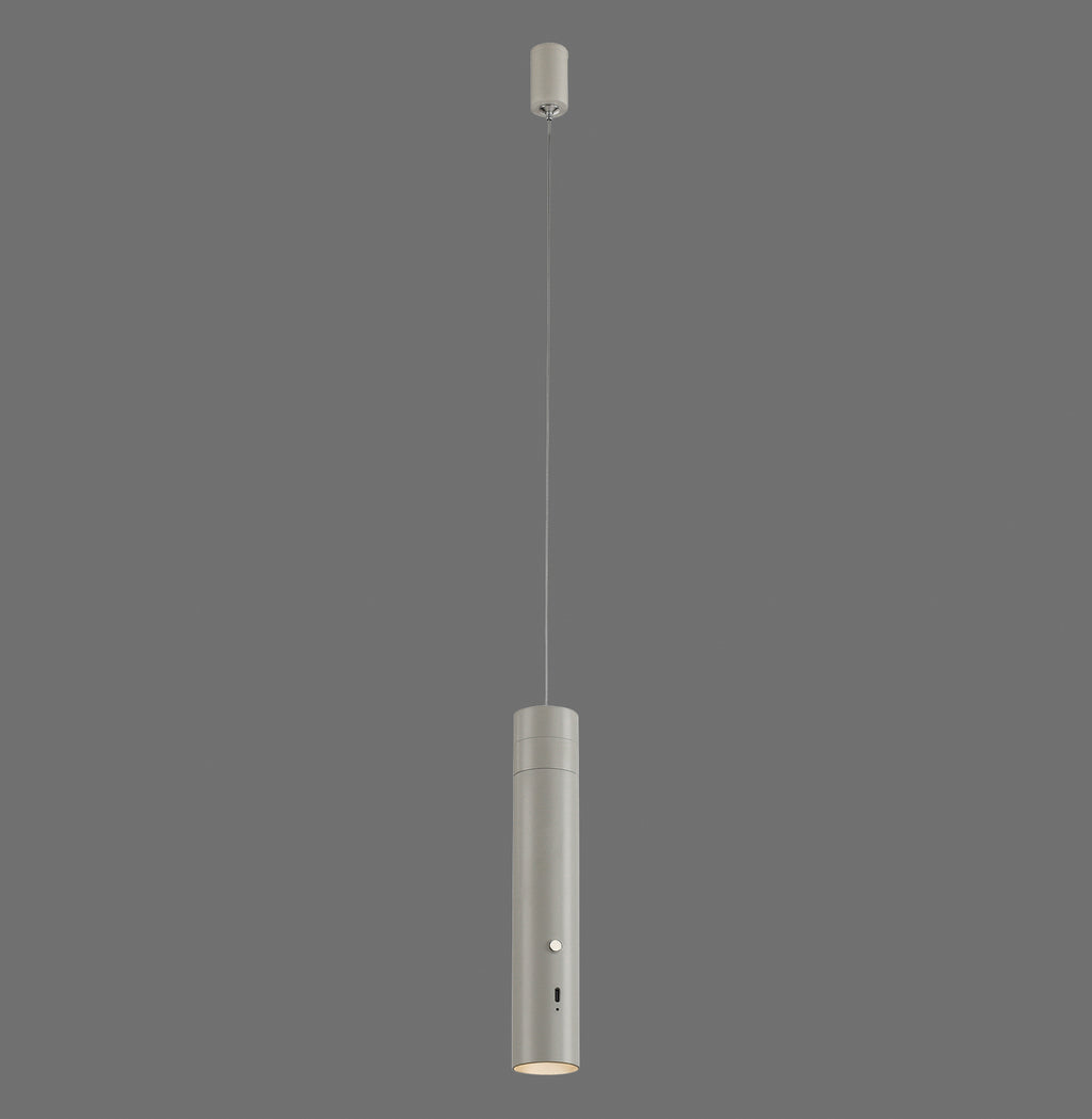 LED pendellampe Attach oppladbar dimbar grå-beige med justerbar opphengslengde