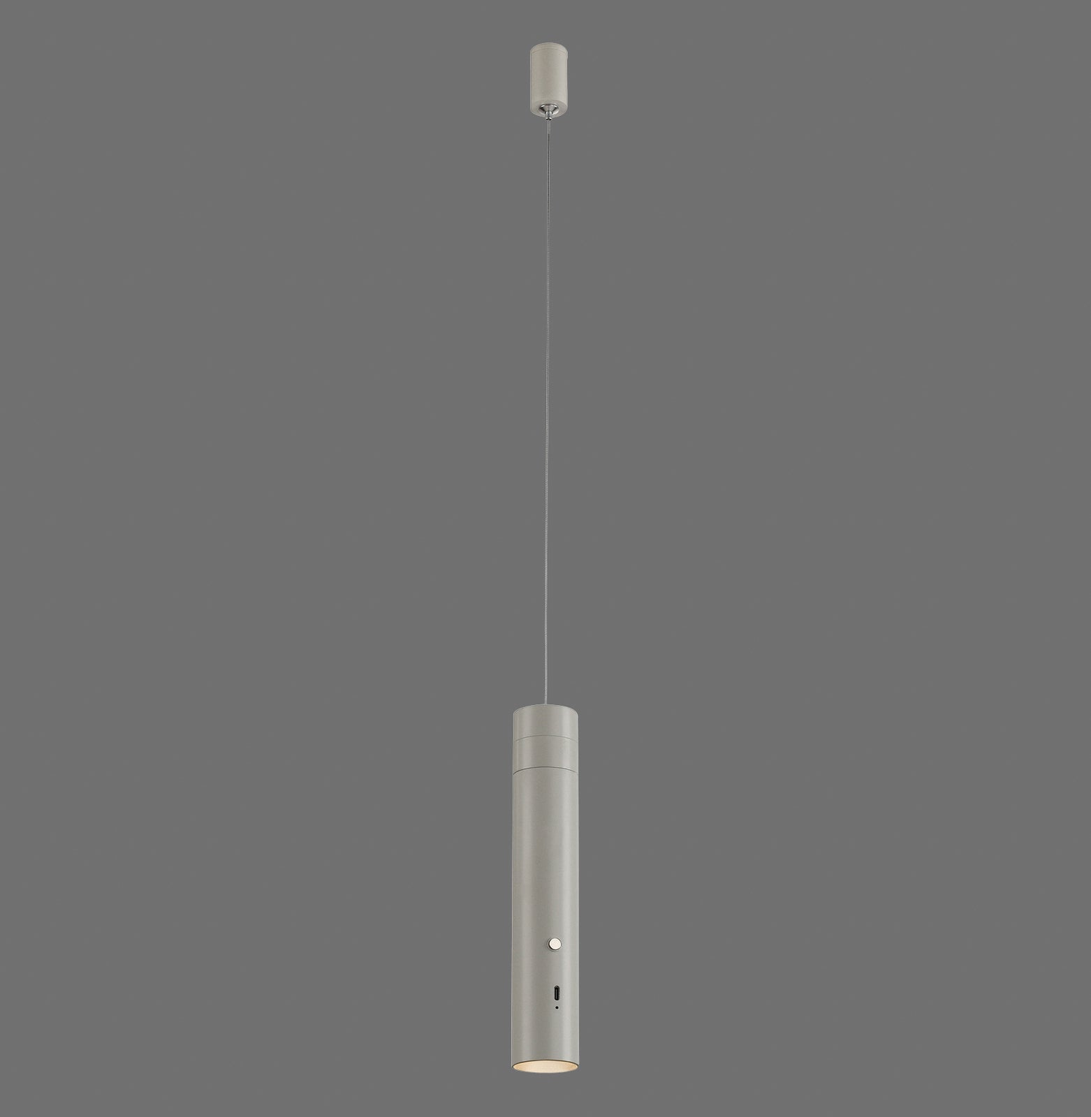 LED pendellampe Attach oppladbar dimbar grå-beige med justerbar opphengslengde