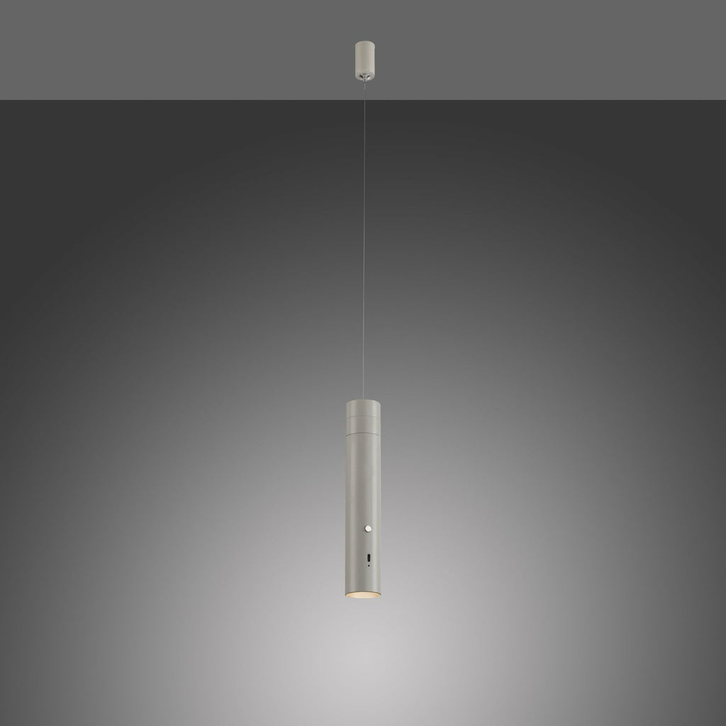 LED pendellampe Attach oppladbar dimbar grå-beige sett fra siden
