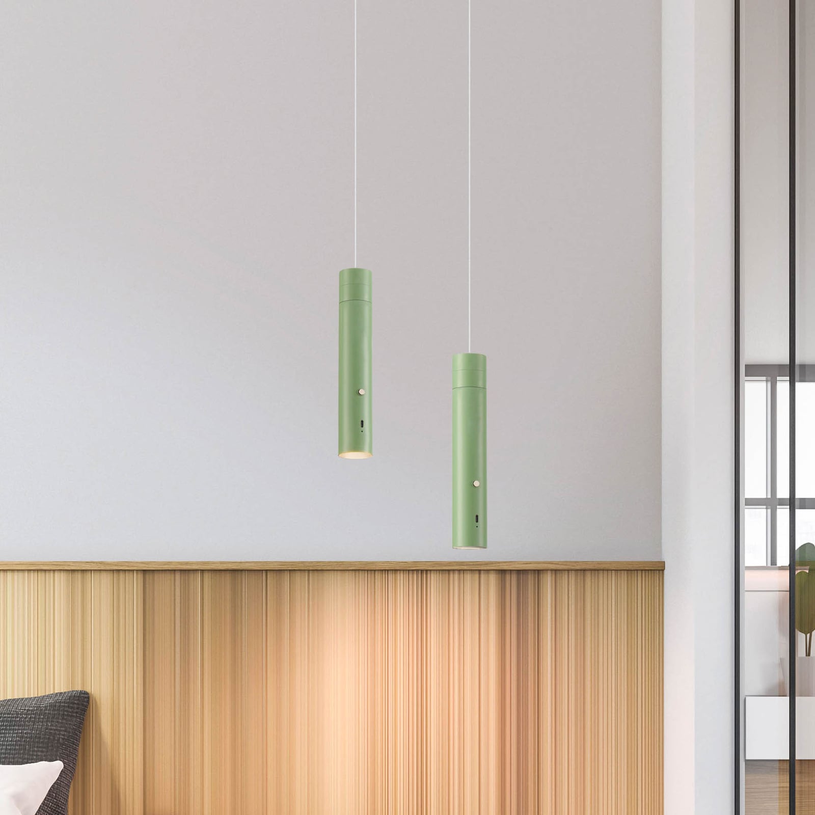 LED pendellampe Attach oppladbar grønn dimbar jern detalj av dimmer