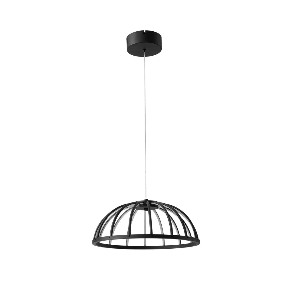 LED pendellampe Attea dimbar svart aluminium Ø40 cm montert i rom