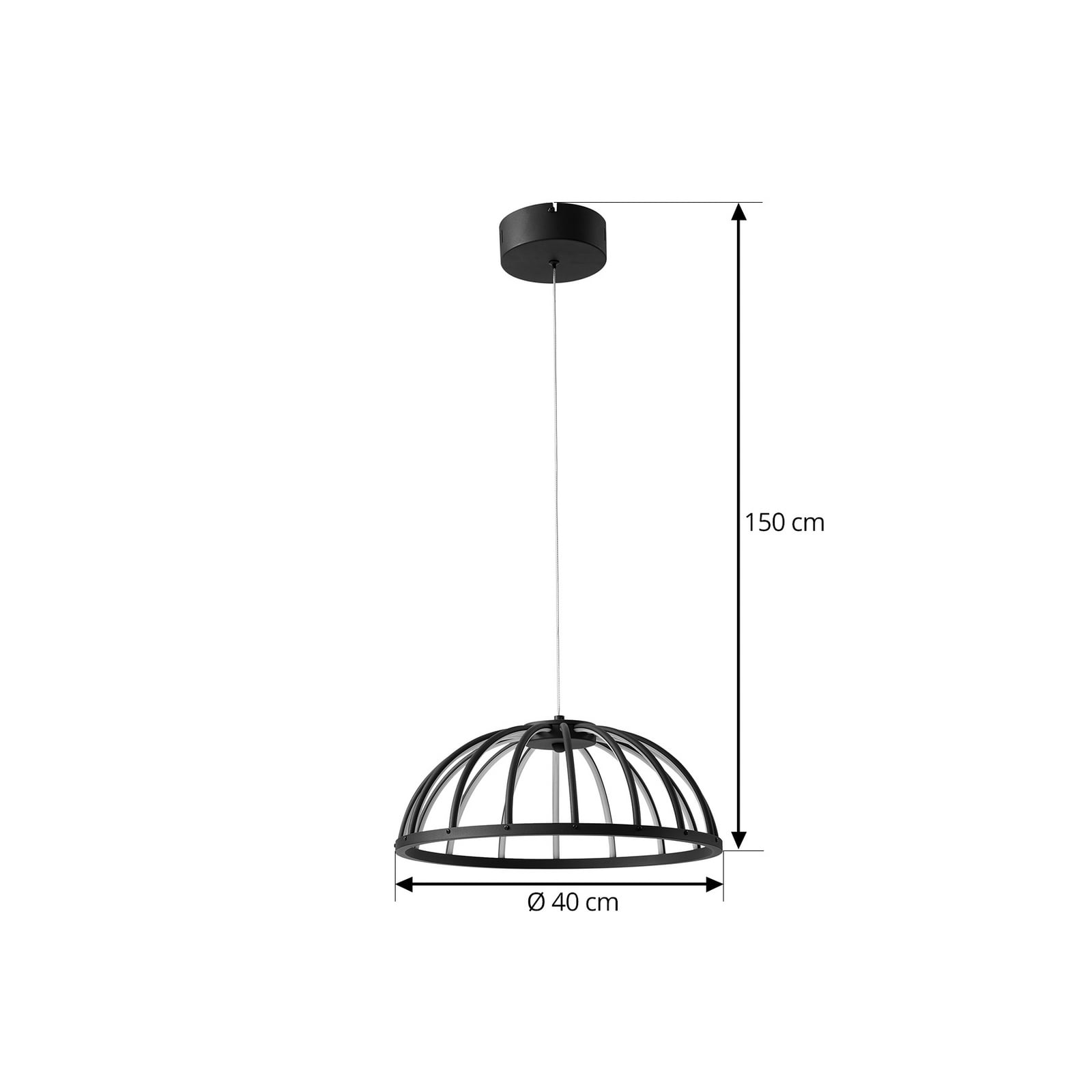 LED pendellampe Attea dimbar svart aluminium Ø40 cm nærbilde